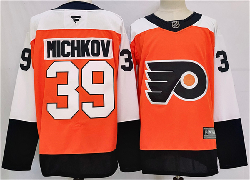 Men's Orange Philadelphia Flyers #39 Matvei Michkov 2024 Stitched Jersey
